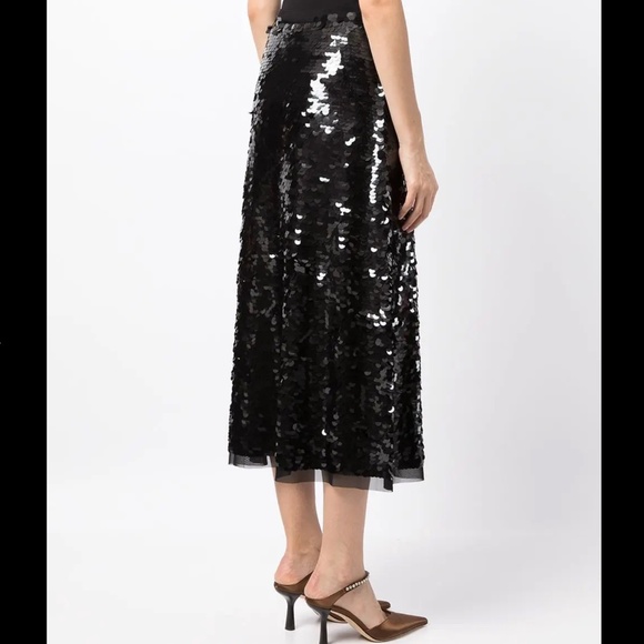 TORY BURCH Black sequin-embellished midi skirt Size XS / 2 - Picture 3 of 14